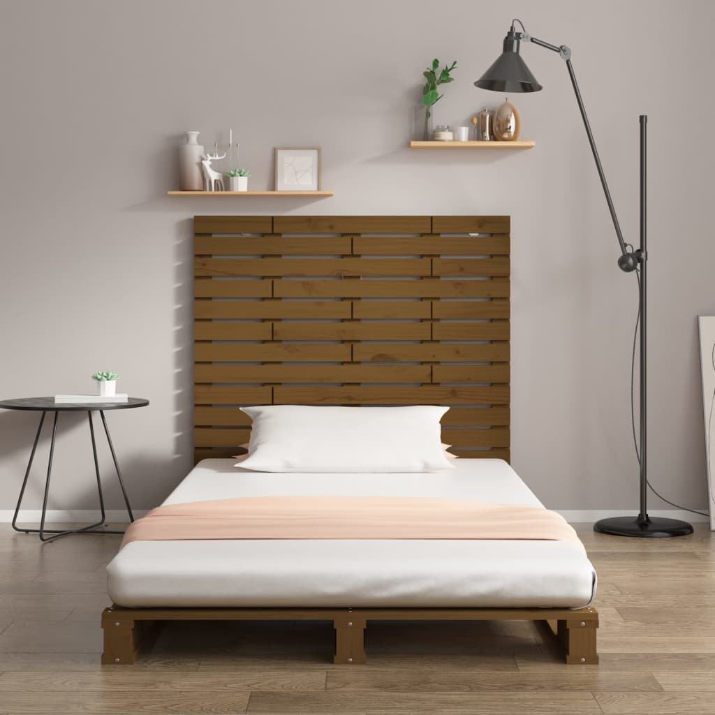 Solid Pine Wall Headboard - Honey Brown, 81x3x91.5 cm