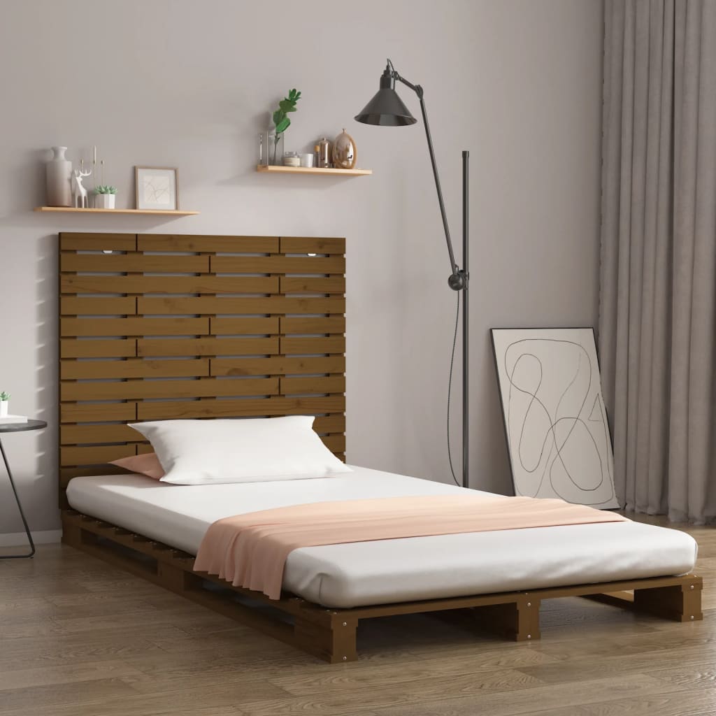 Solid Pine Wall Headboard - Honey Brown, 81x3x91.5 cm