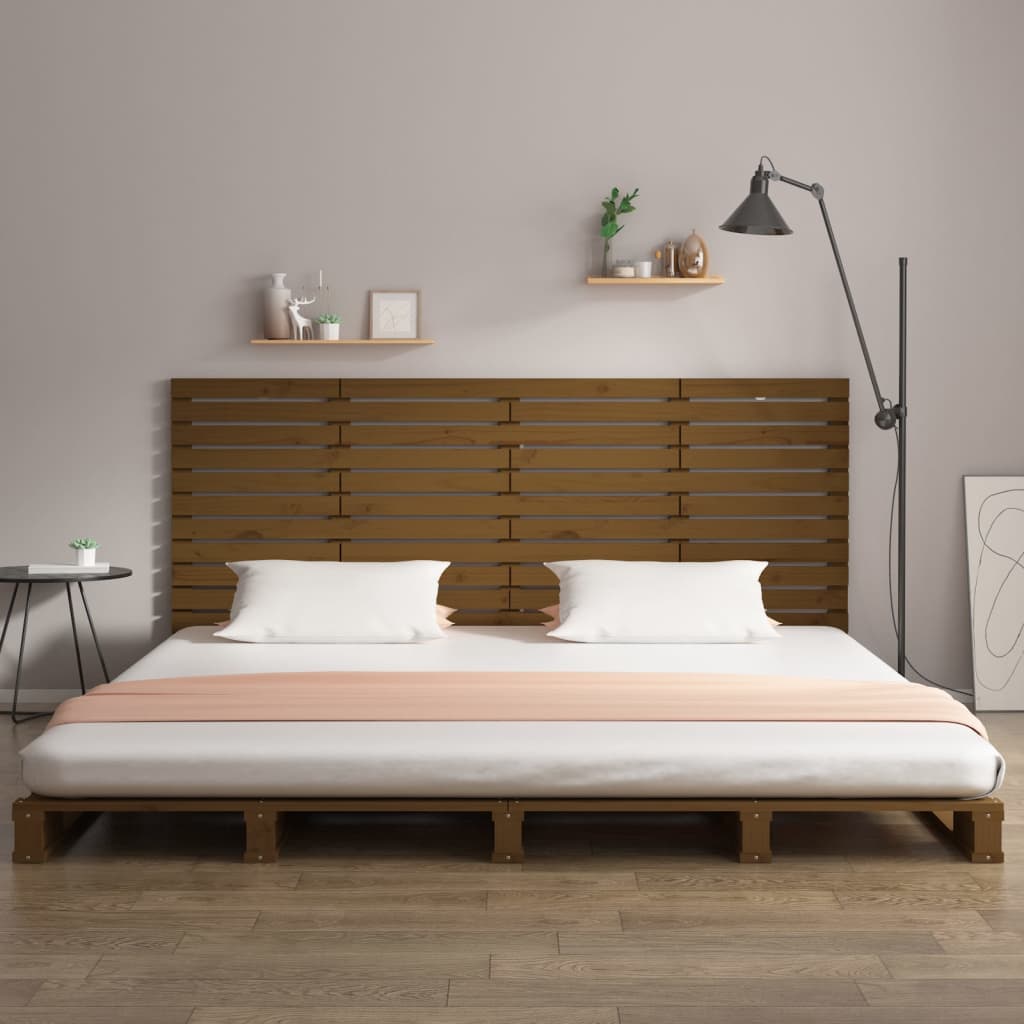 Solid Pine Wall Headboard, Honey Brown, 166x3x91.5 cm