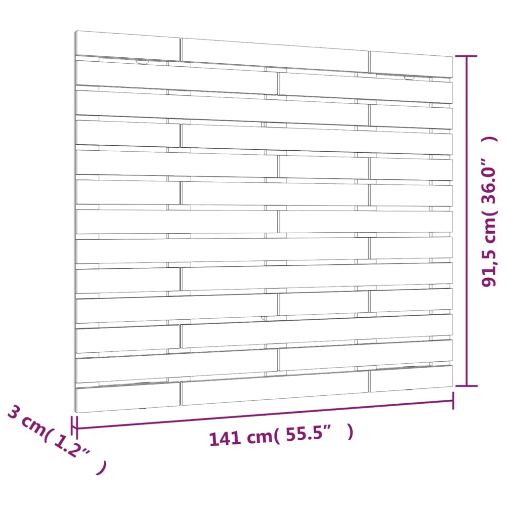 Solid Pine Headboard in White - 141x3x91.5 cm