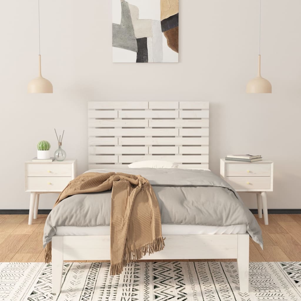 Solid Pine Wall Headboard, White 106x3x63 cm - Elegant Design