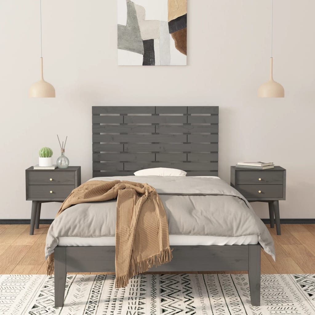 Solid Pine Wall Headboard - Grey, 106x3x63cm
