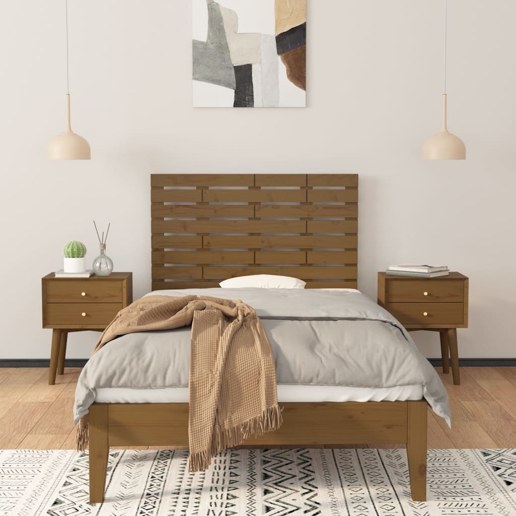 Honey Brown Pine Wall Headboard - 106x3x63 cm Solid Wood