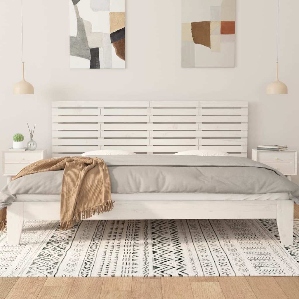 Solid Pine Wall Headboard - White, 206x3x63 cm