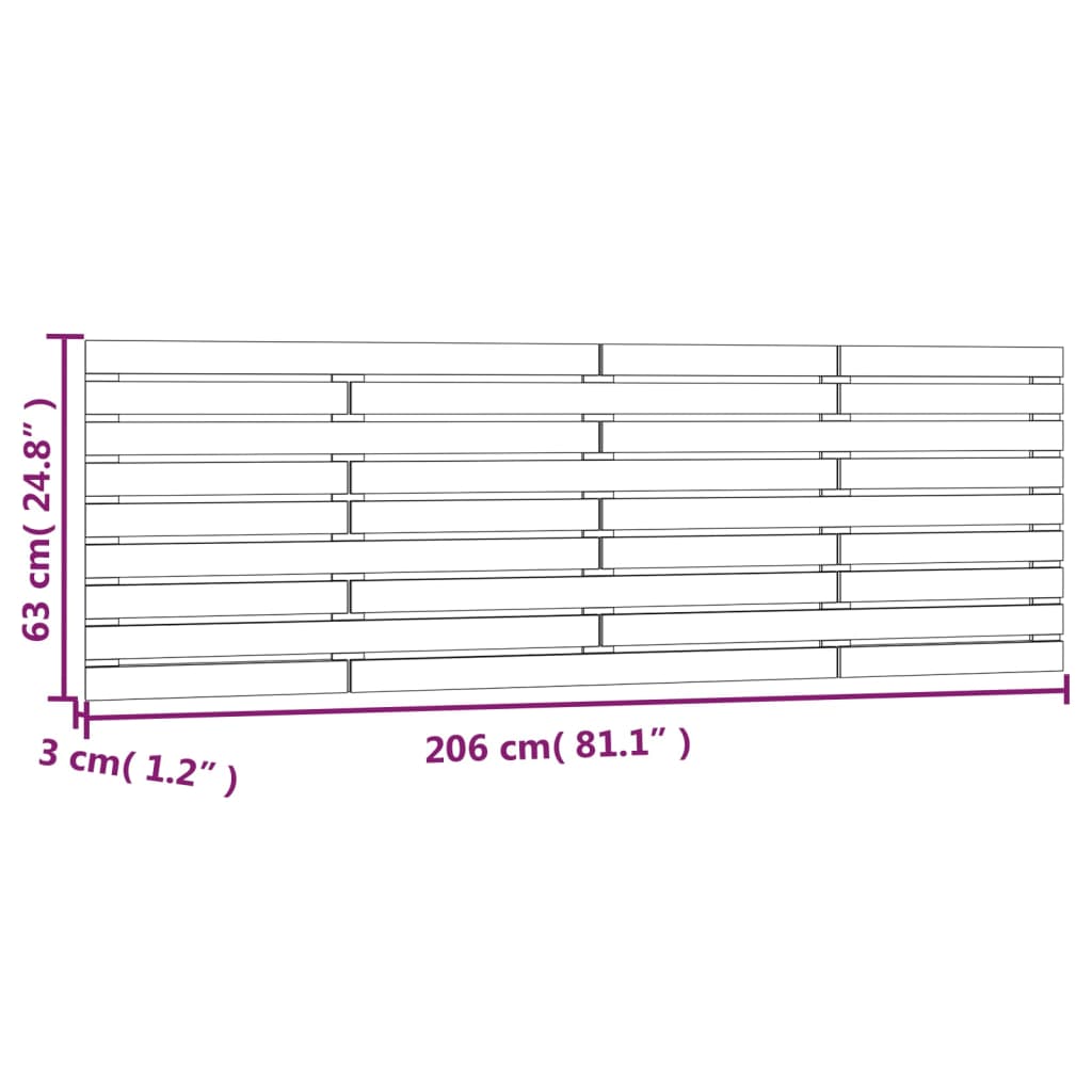Solid Pine Wall Headboard - White, 206x3x63 cm