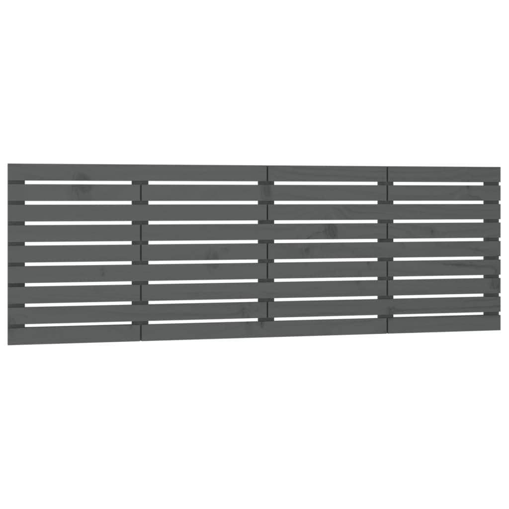 Solid Pine Wood Grey Wall Headboard | 206x3x63 cm