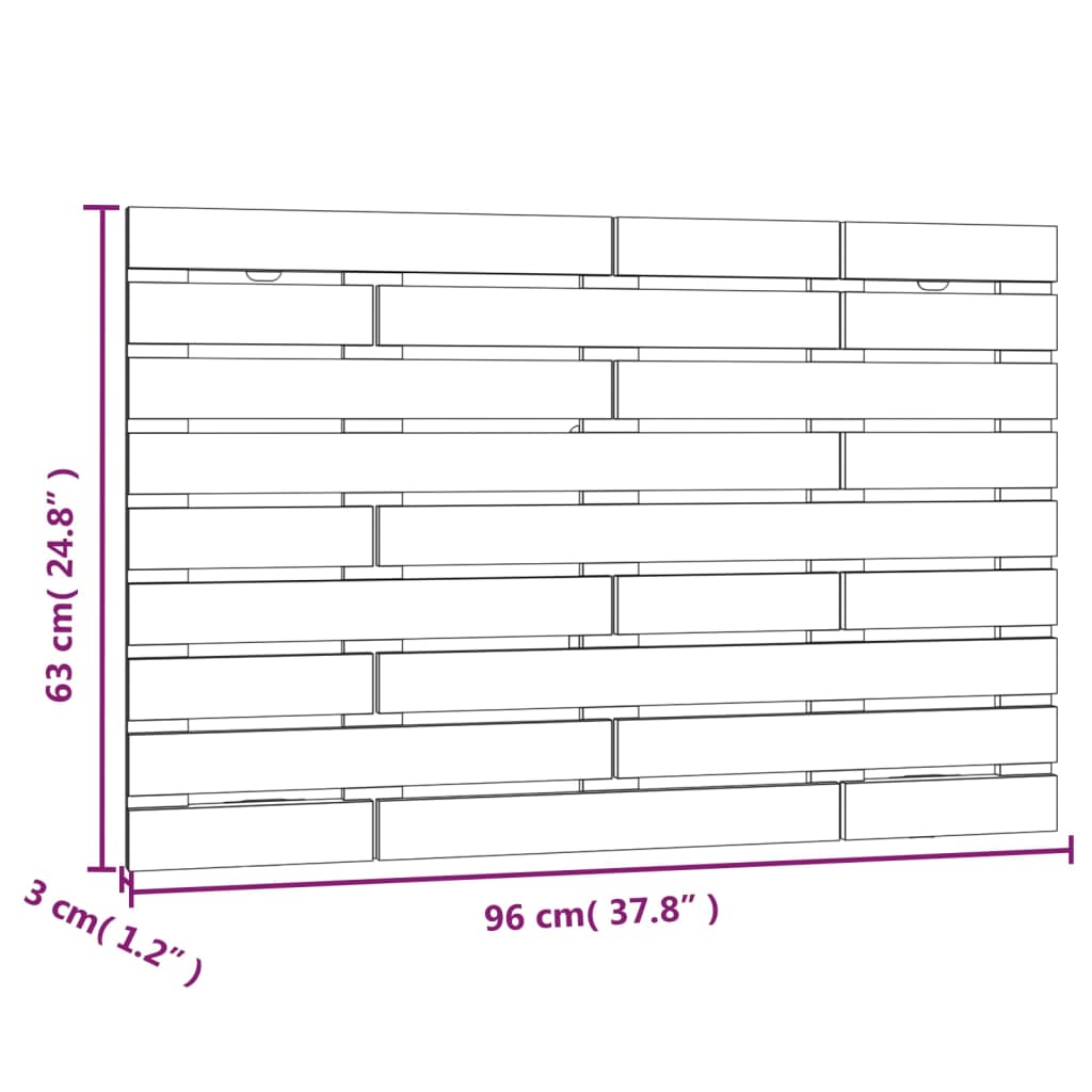 Solid Pine Wood Wall Headboard - Grey, 96x3x63 cm