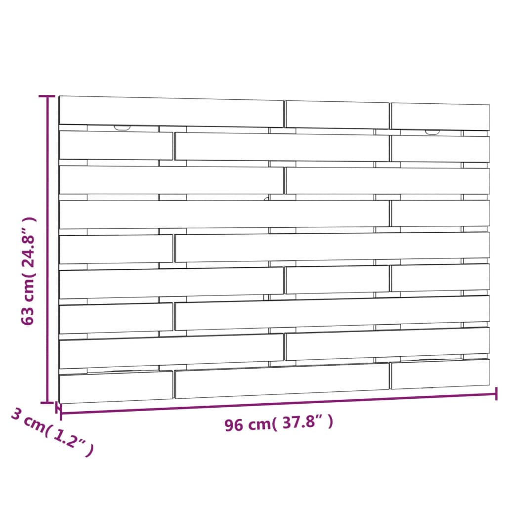 Solid Wood Pine Wall Headboard - Black, 96x3x63 cm