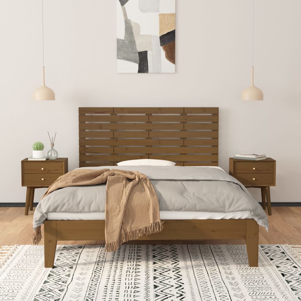 Solid Pine Wall Headboard - Honey Brown, 156x3x63 cm