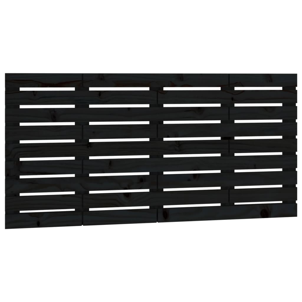 Solid Pine Wood Wall Headboard - Black, 156x3x63 cm