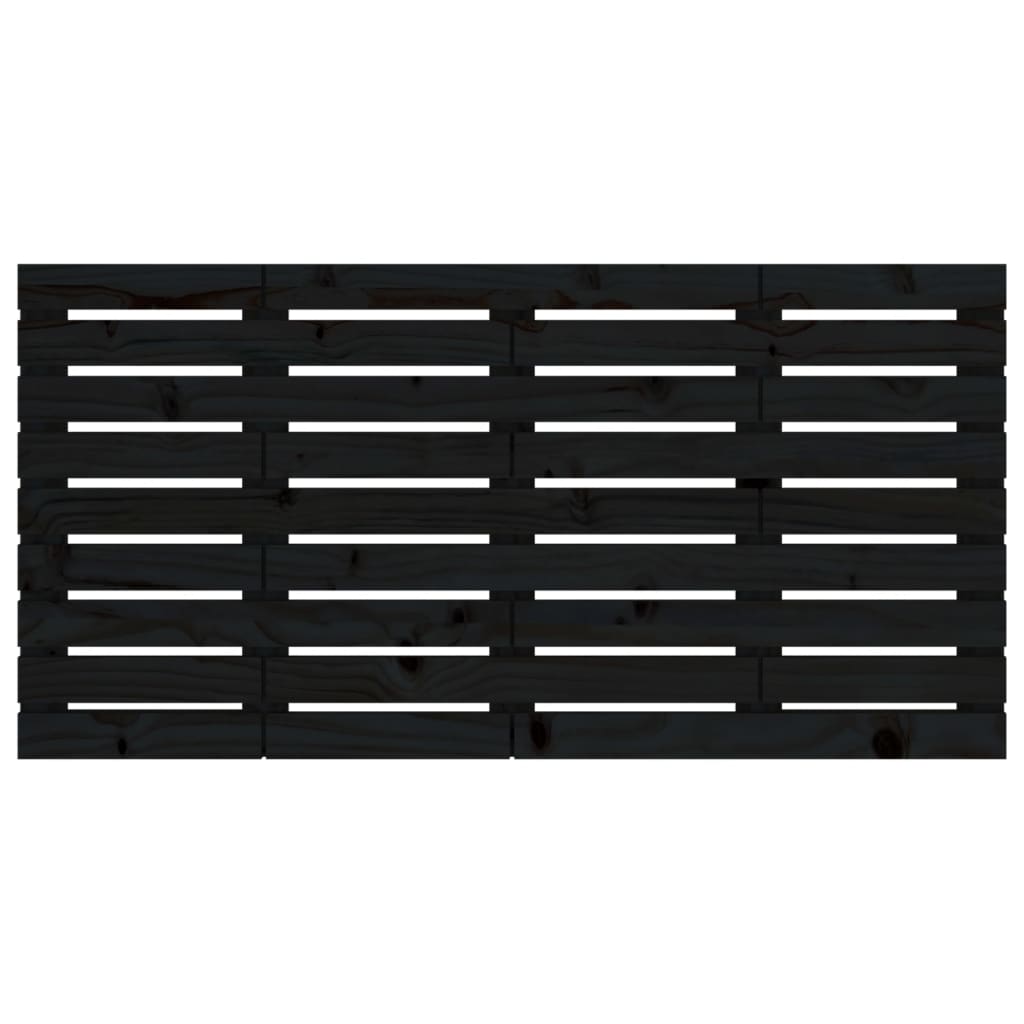Solid Pine Wood Wall Headboard - Black, 156x3x63 cm