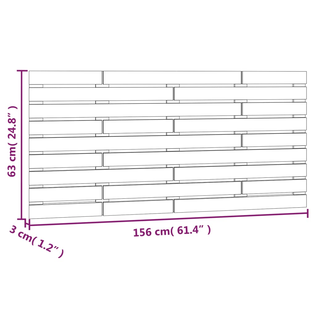 Solid Pine Wood Wall Headboard - Black, 156x3x63 cm