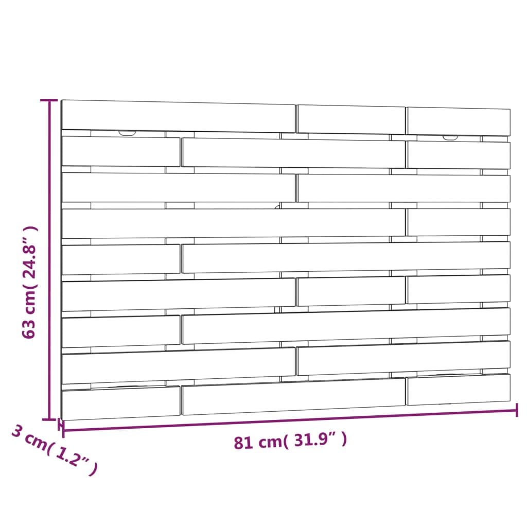 Solid Pine Wall Headboard - Black, 81x3x63 cm