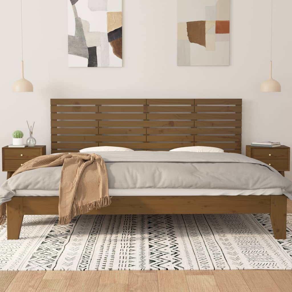 Solid Pine Honey Brown Wall Headboard - 166x3x63 cm