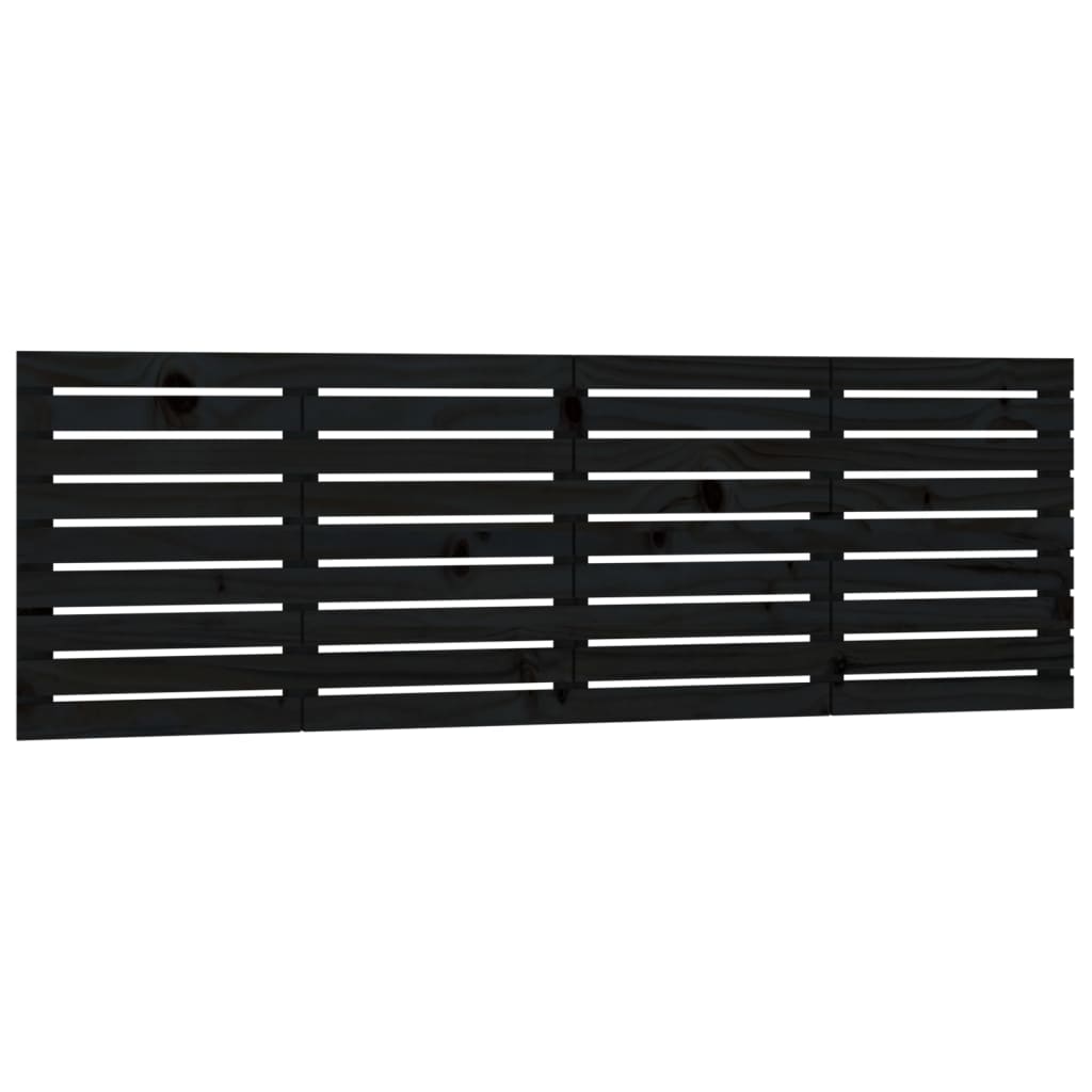 Elegant Black Solid Pine Wood Wall Headboard 166x3x63 cm