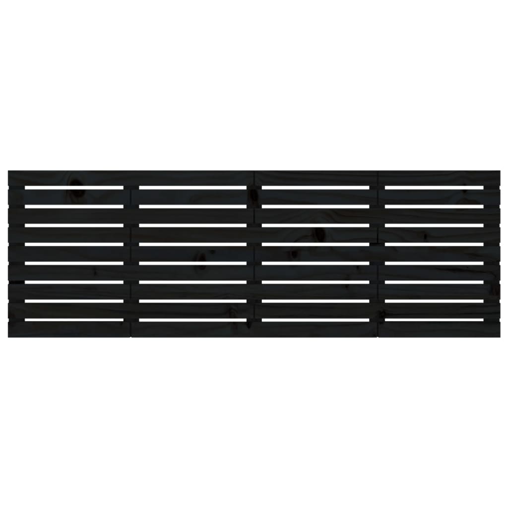 Elegant Black Solid Pine Wood Wall Headboard 166x3x63 cm