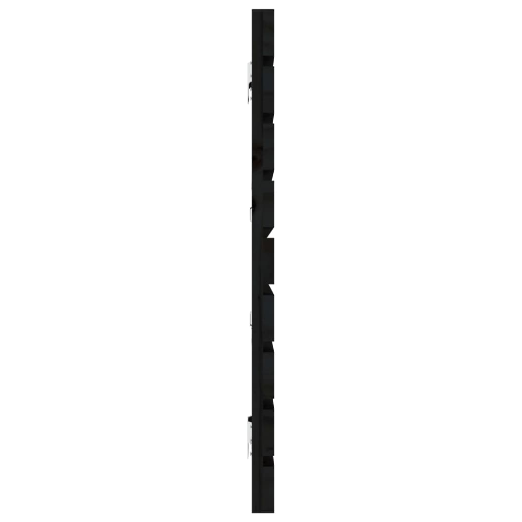 Elegant Black Solid Pine Wood Wall Headboard 166x3x63 cm