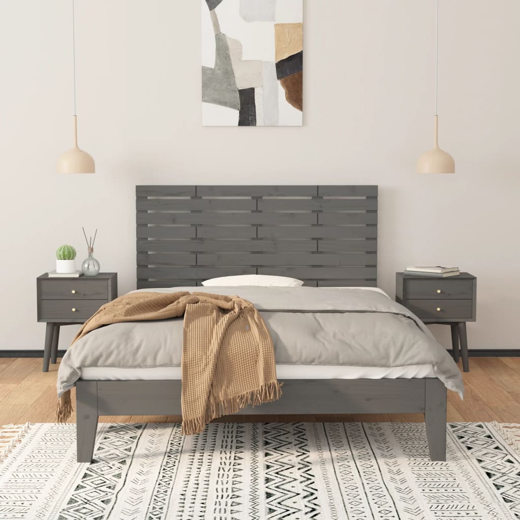 Solid Pine Wall Headboard - Grey, 141x3x63 cm