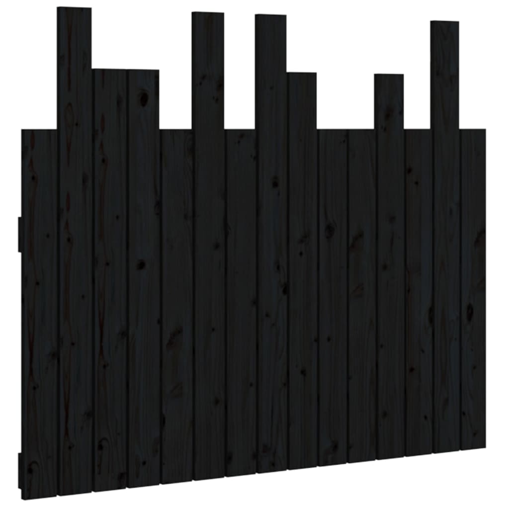 Solid Pine Wood Black Wall Headboard - 95.5x3x80 cm
