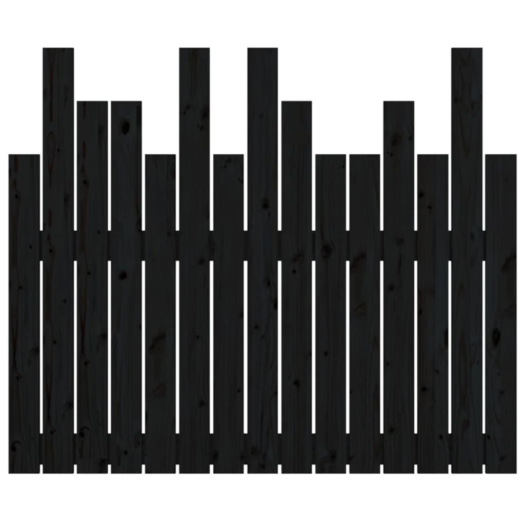 Solid Pine Wood Black Wall Headboard - 95.5x3x80 cm