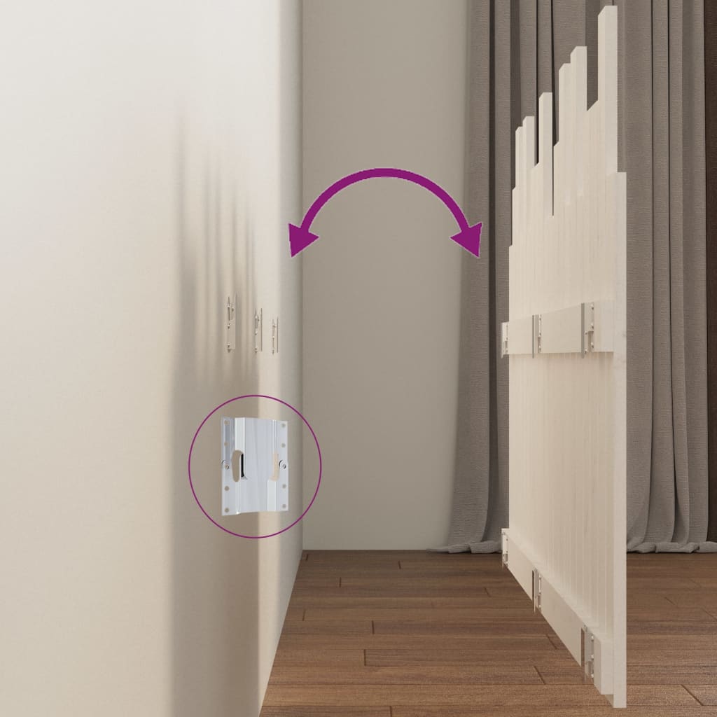 Solid Pine Wood Wall Headboard - White, 127.5x3x80 cm