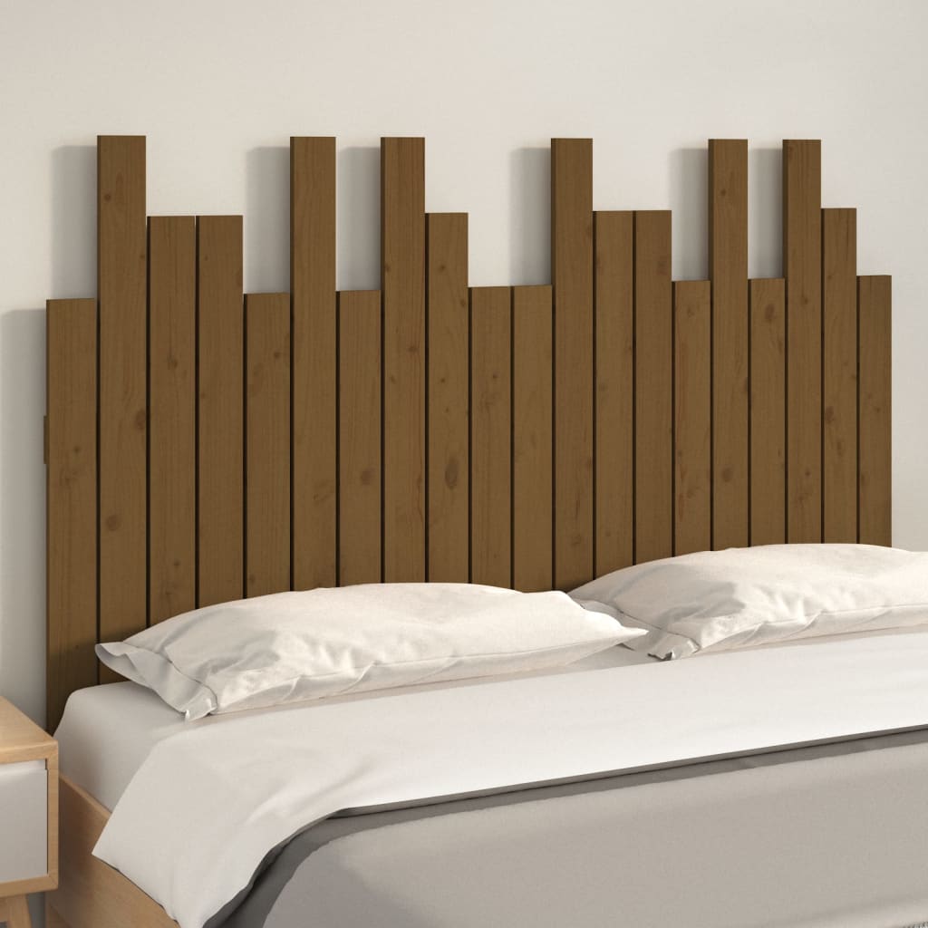 Solid Pine Wall Headboard, Honey Brown 127.5x3x80 cm