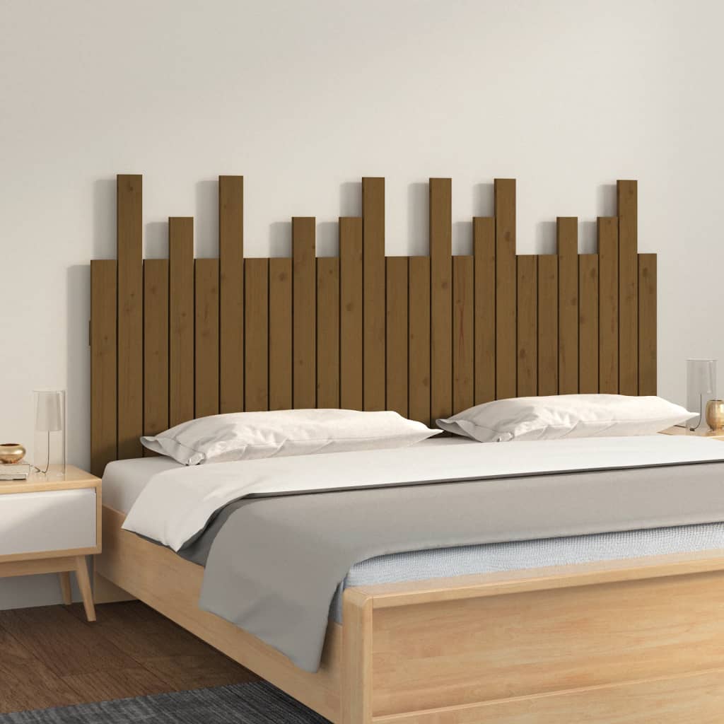Solid Pine Wall Headboard in Honey Brown - 159.5x3x80 cm