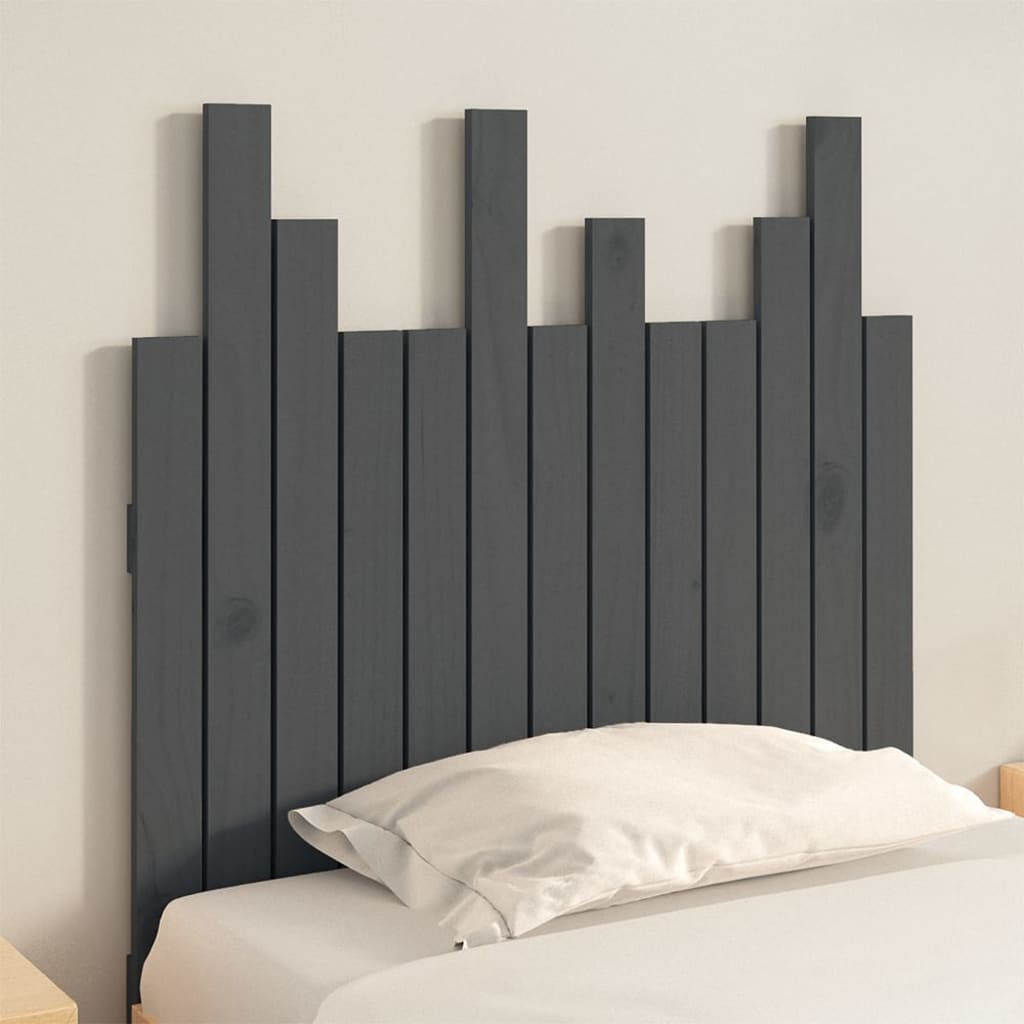 Solid Wood Pine Wall Headboard in Grey - 82.5x3x80 cm
