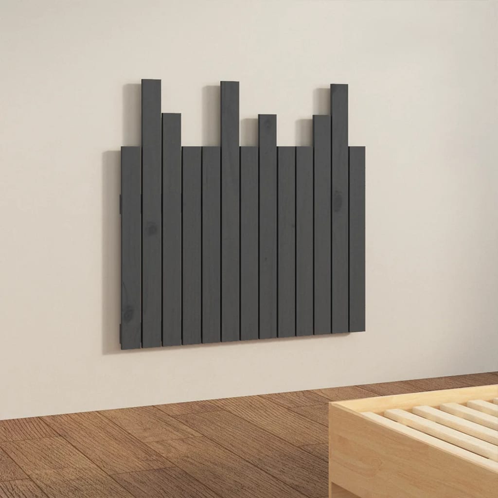Solid Wood Pine Wall Headboard in Grey - 82.5x3x80 cm