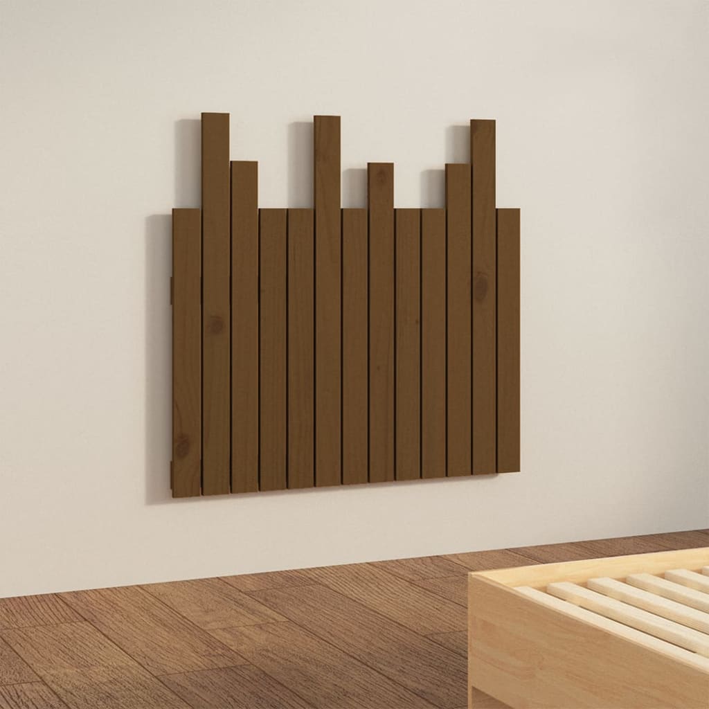 Honey Brown Solid Pine Wall Headboard 82.5x3x80 cm