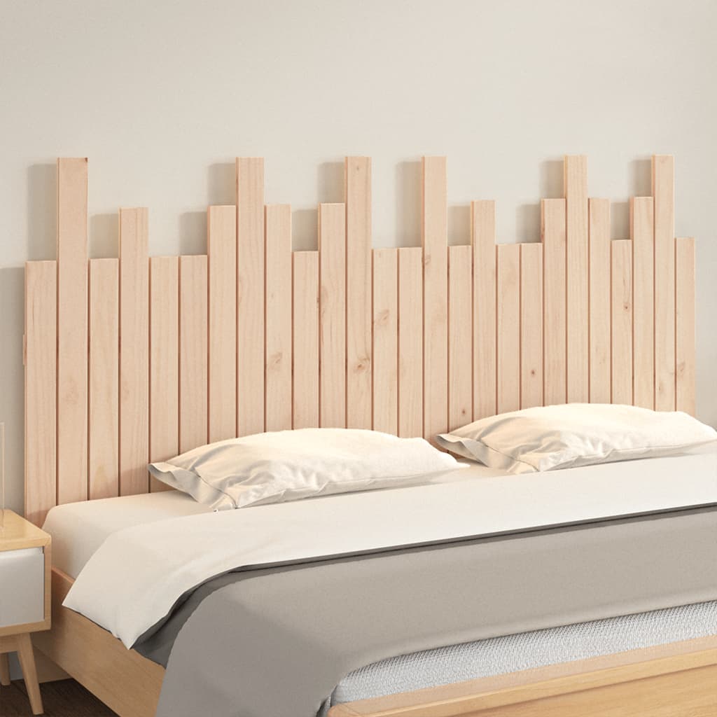 Solid Pine Wood Wall Headboard - 166x3x80 cm, Natural Finish