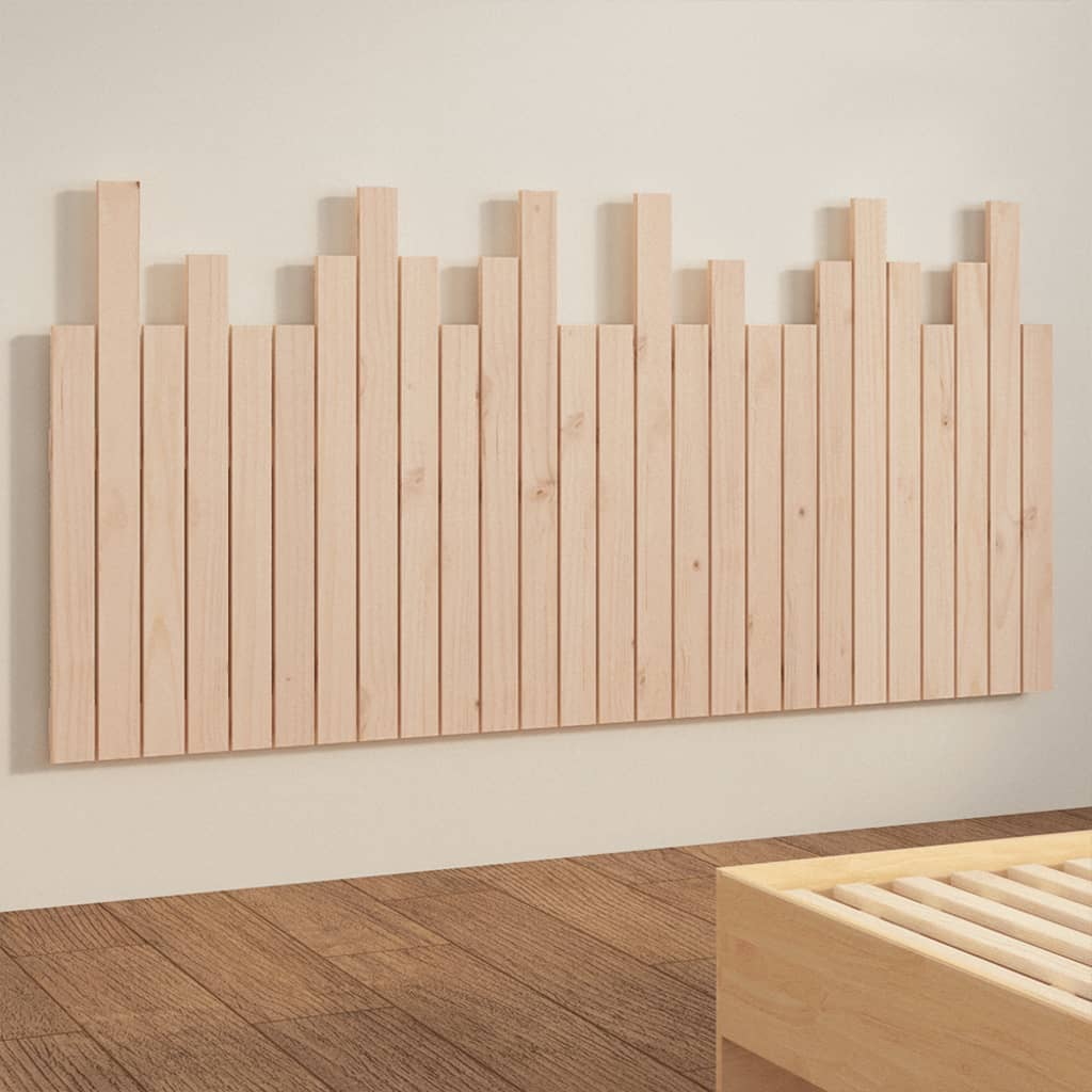 Solid Pine Wood Wall Headboard - 166x3x80 cm, Natural Finish