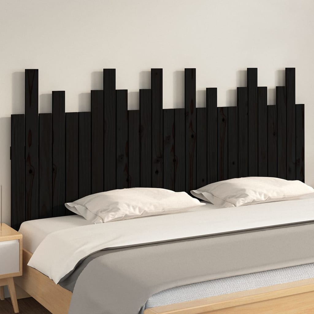 Solid Pine Black Wall Headboard 166x3x80 cm - Stylish & Durable