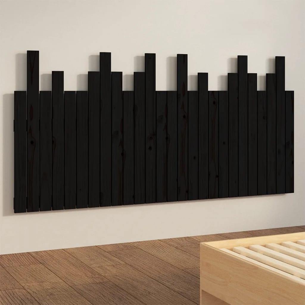 Solid Pine Black Wall Headboard 166x3x80 cm - Stylish & Durable