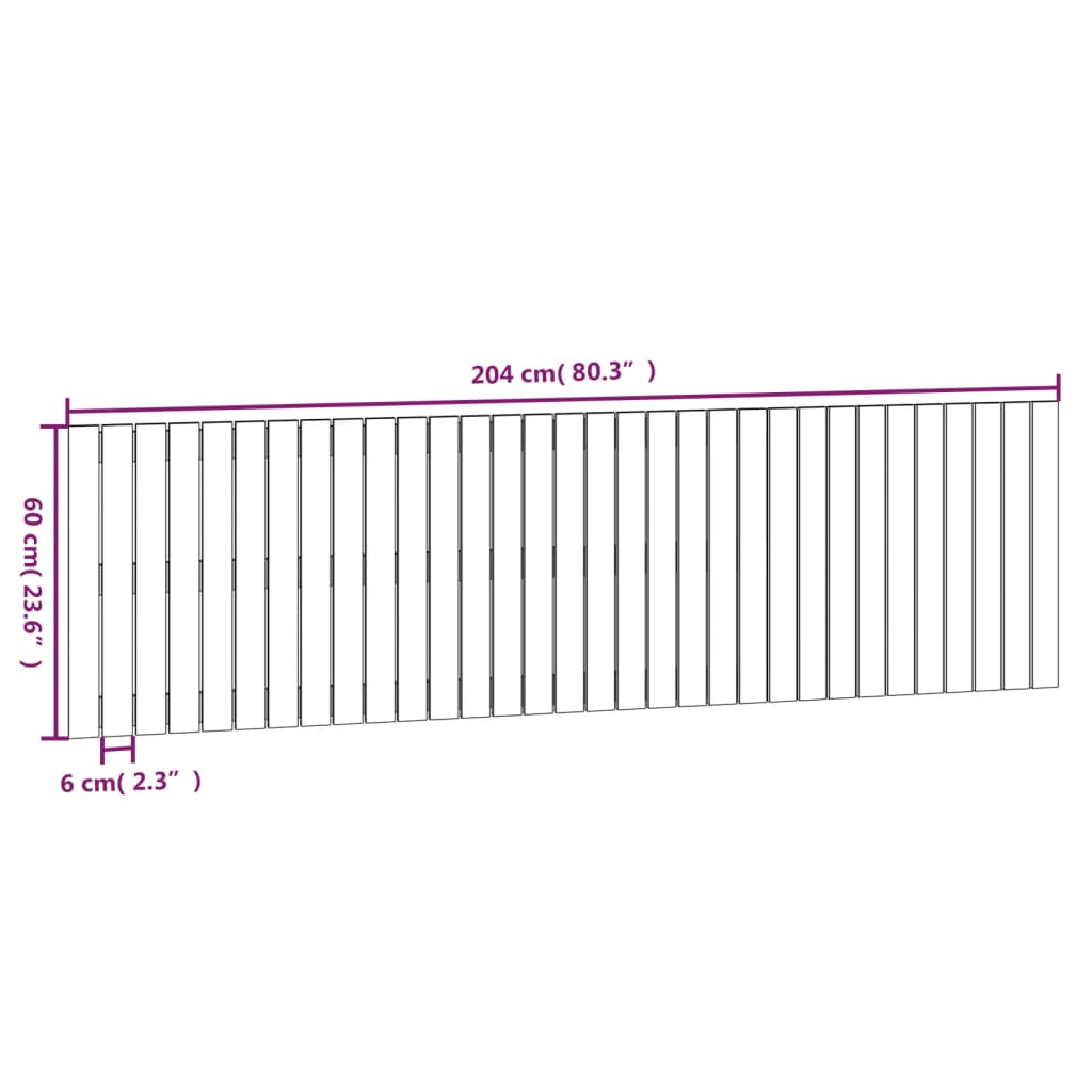 Solid Pine Wood Wall Headboard - 204x3x60 cm