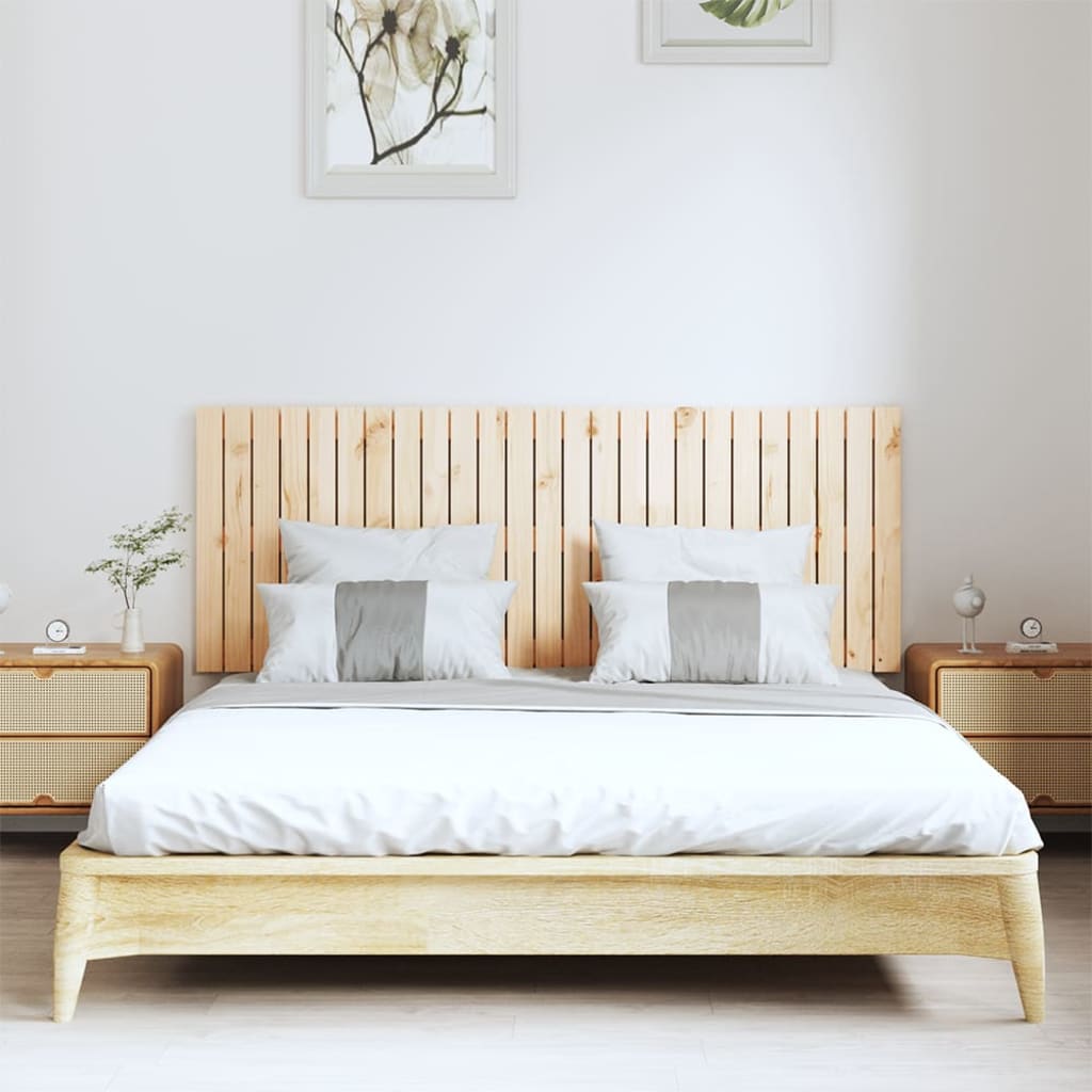 Solid Pine Wood Wall Headboard 159.5x3x60 cm - Natural Finish