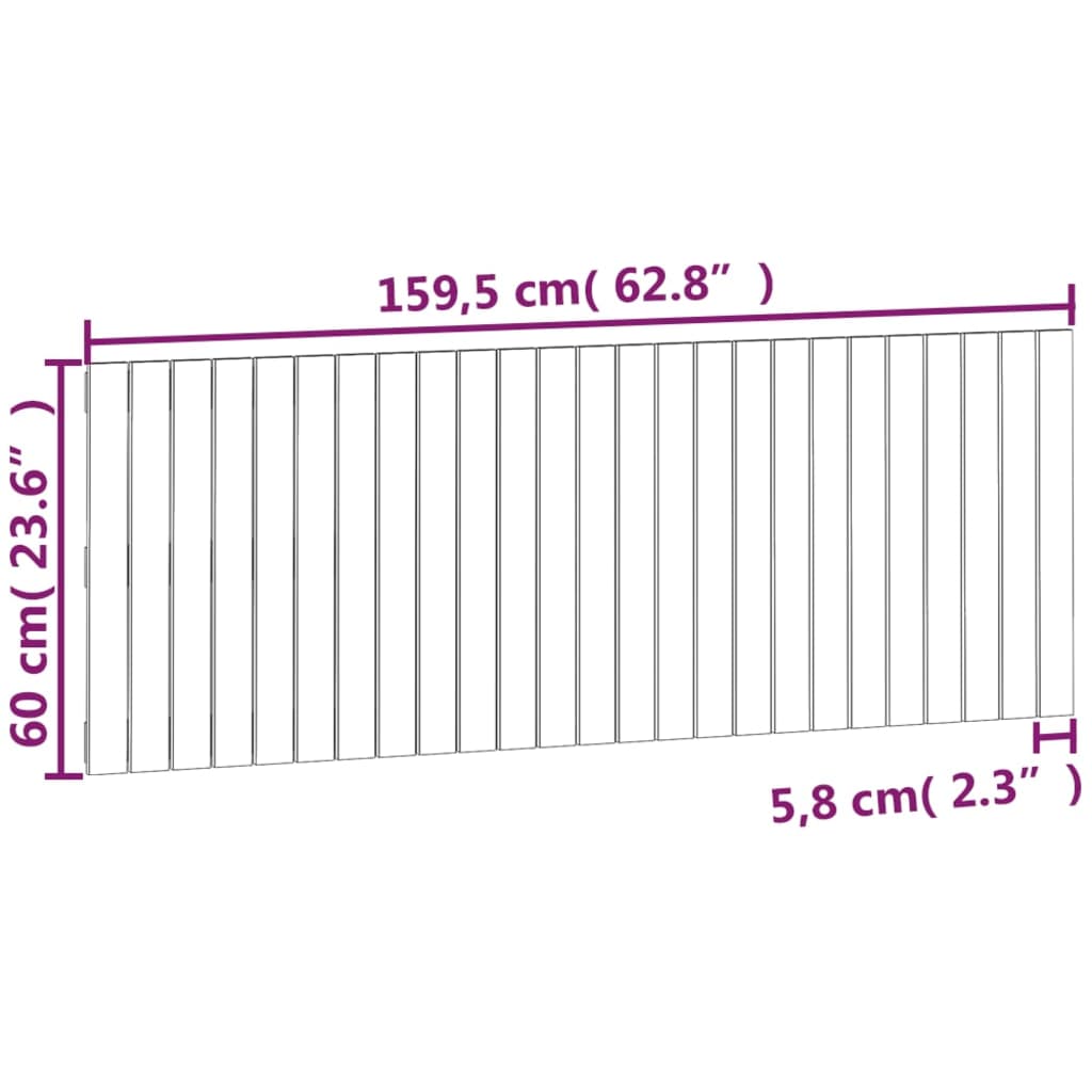 Solid Pine Wood Wall Headboard 159.5x3x60 cm - Natural Finish