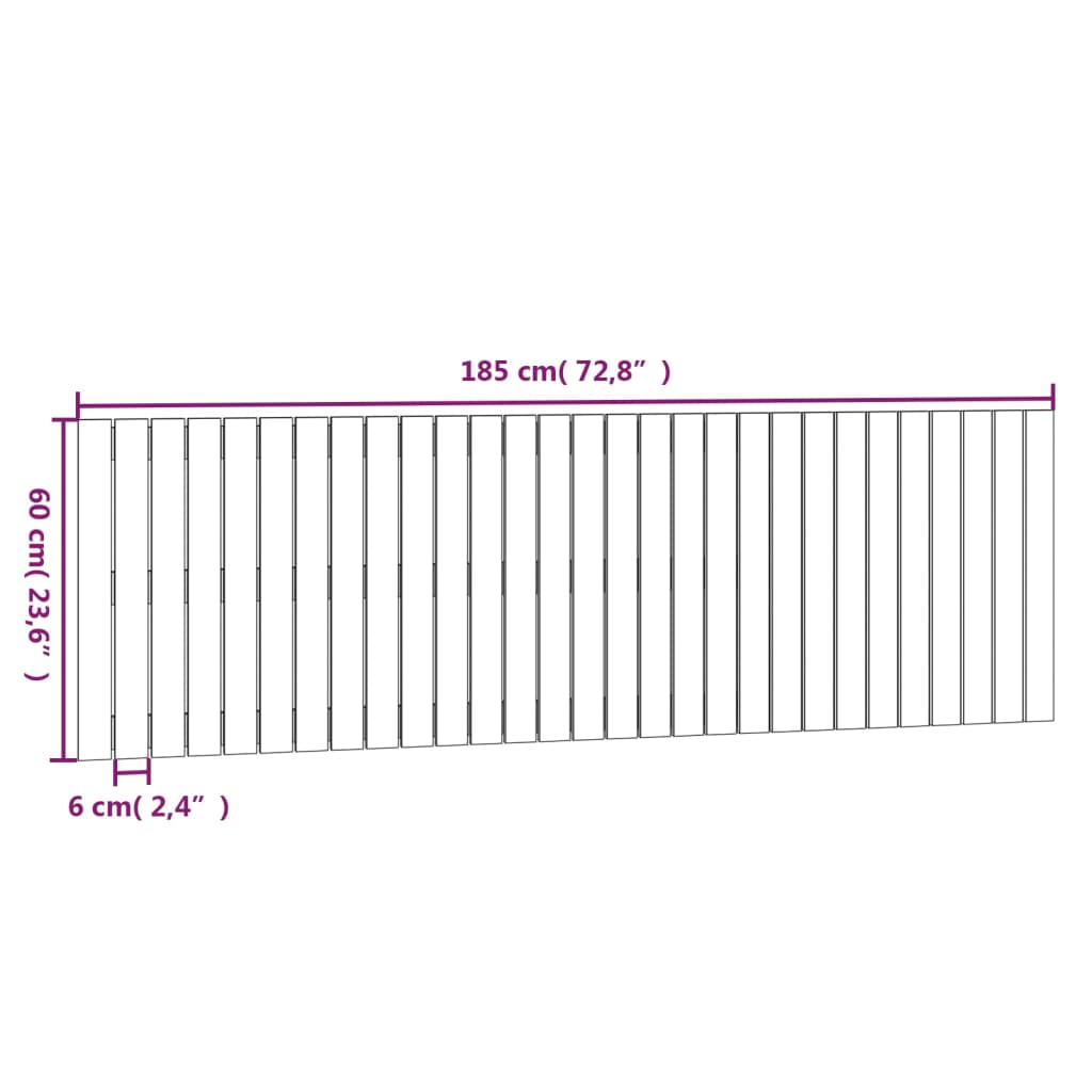 Solid Pine Wall Headboard 185x3x60 cm - Natural Wood Finish