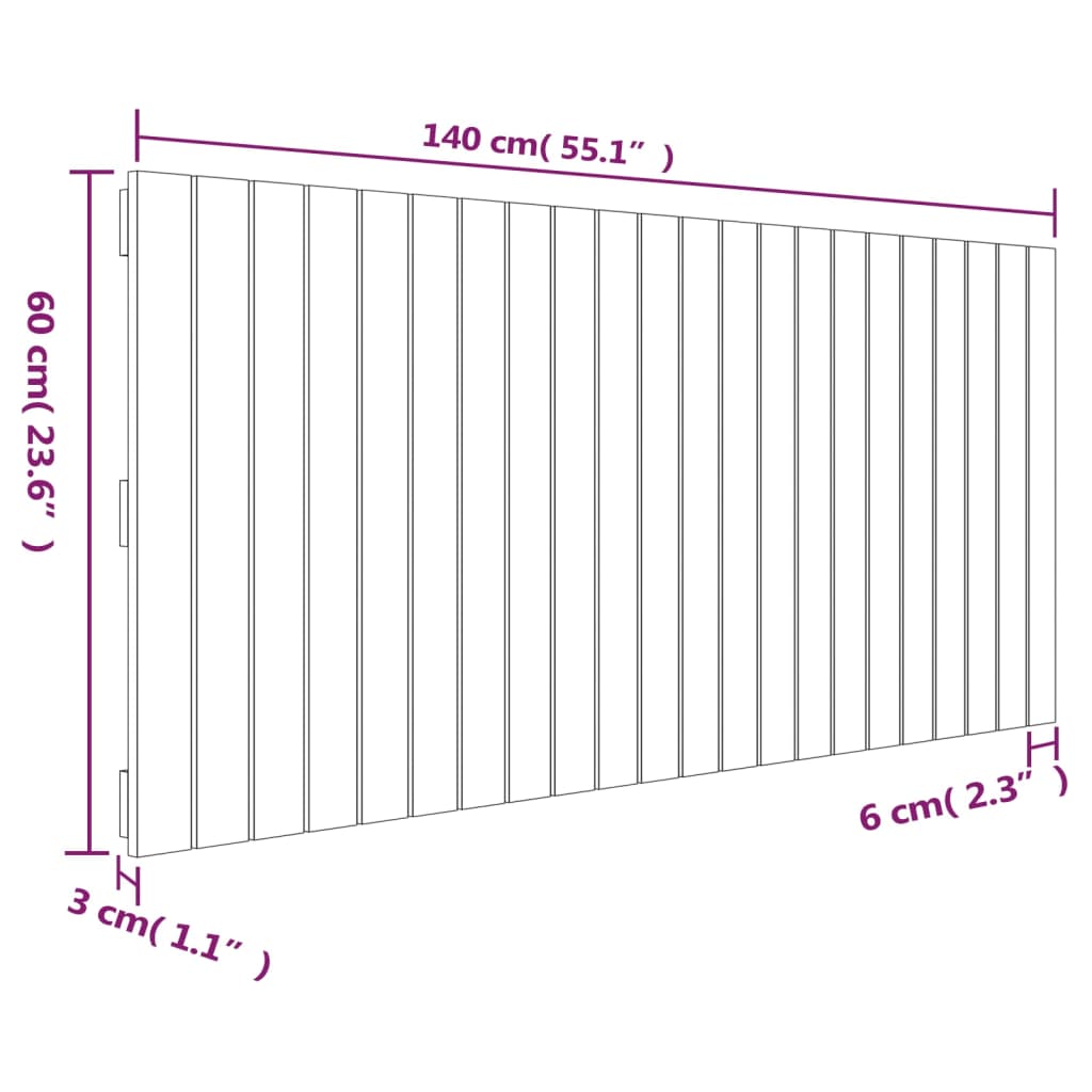 Solid Pine Wall Headboard 140x3x60 cm - Natural Wood Finish
