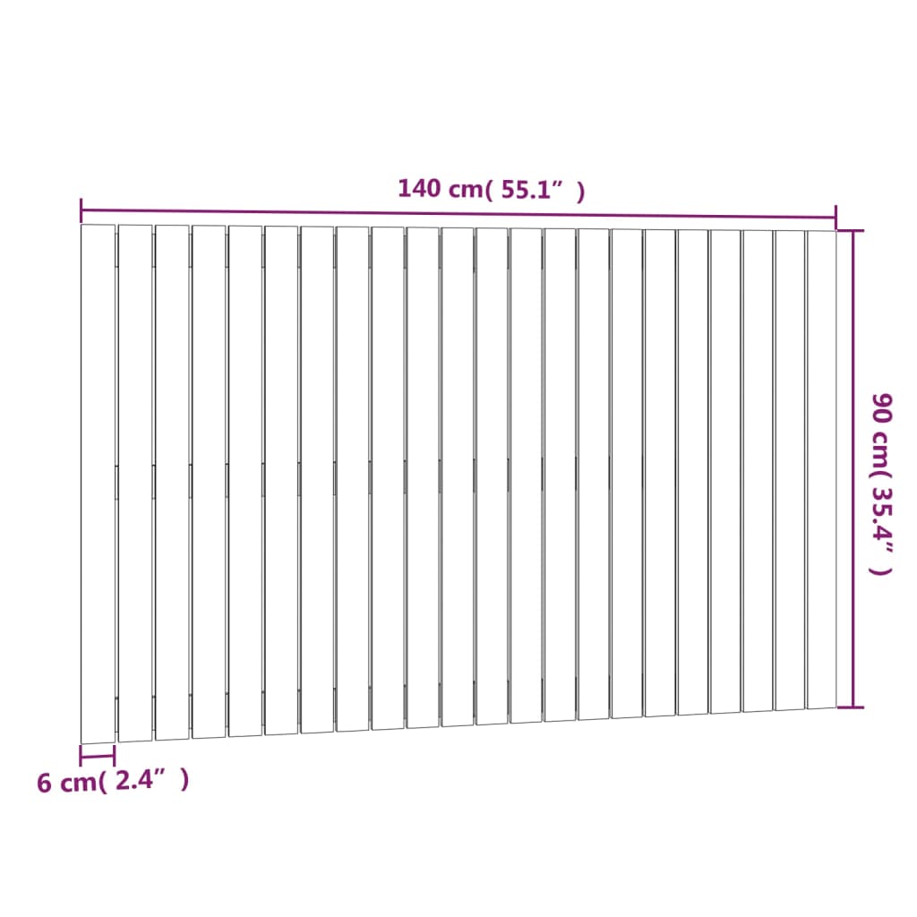 Solid Pine Wood Wall Headboard 140x3x90 cm - Rustic Charm