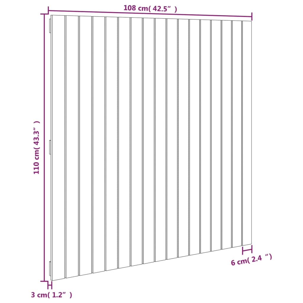 Solid Pine Wall Headboard - White, 108x3x110 cm