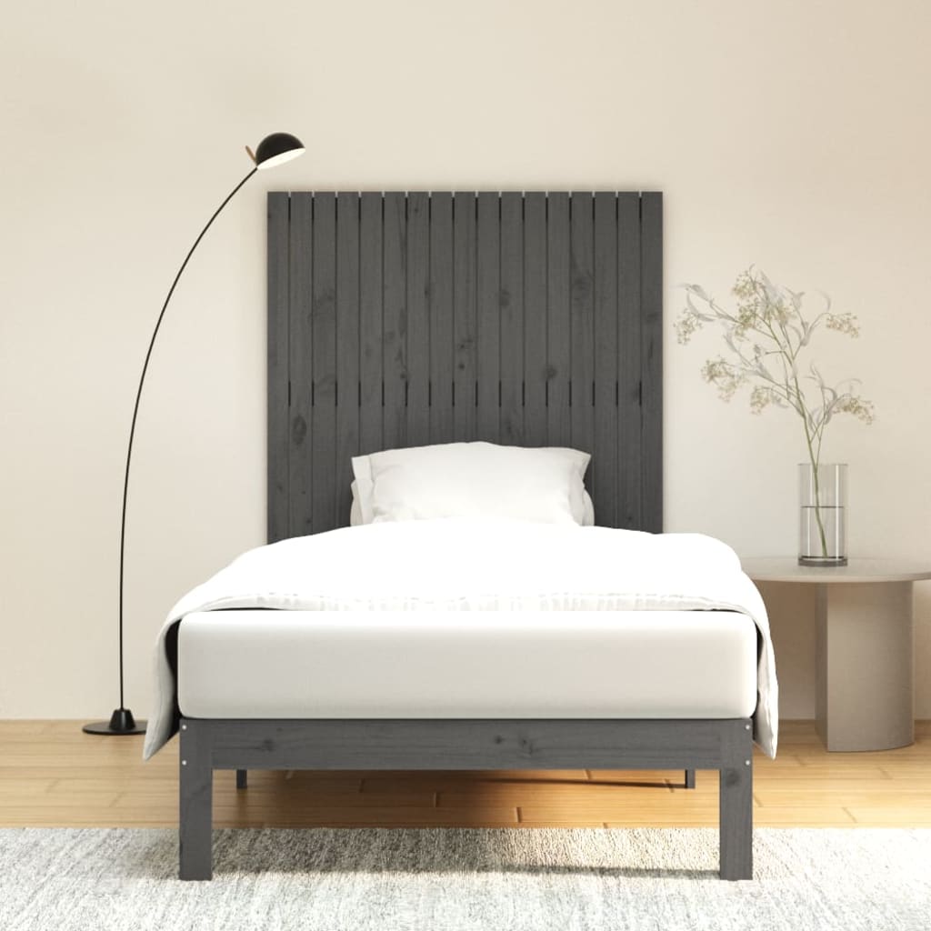 Solid Pine Wall Headboard - Grey, 108x3x110 cm
