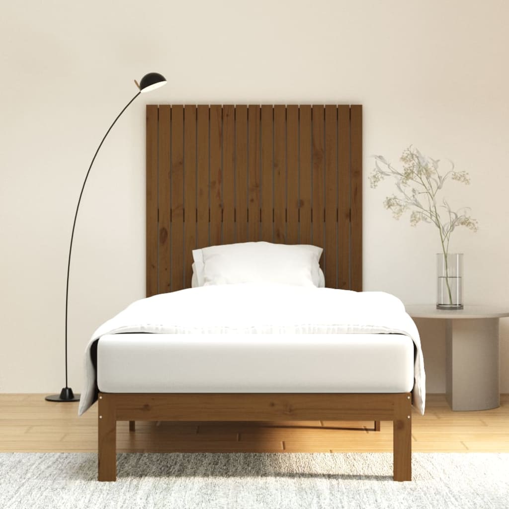 Solid Wood Pine Wall Headboard, Honey Brown, 108x3x110 cm