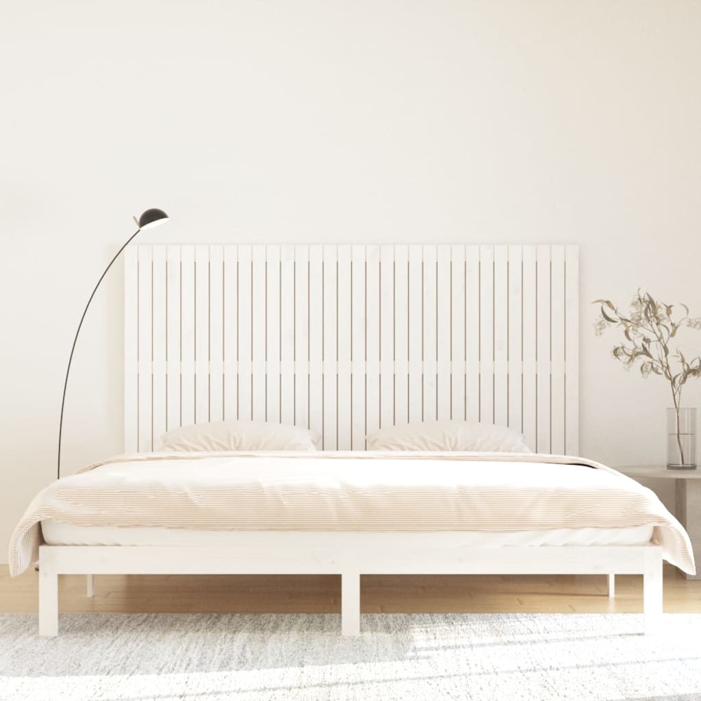 Solid Pine White Wall Headboard - 204x3x110 cm