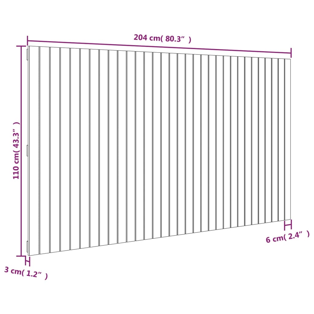 Solid Pine White Wall Headboard - 204x3x110 cm