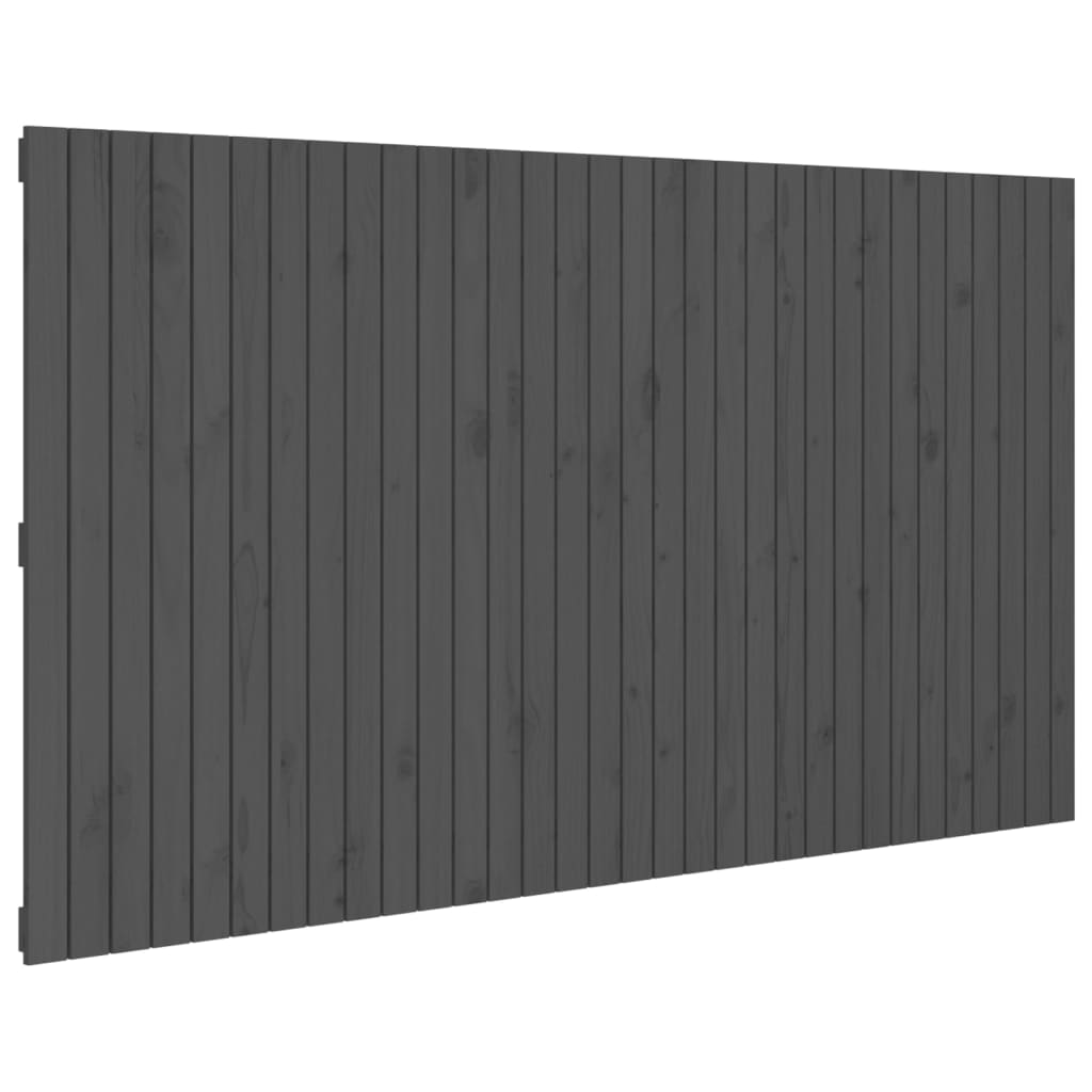 Solid Pine Wood Grey Wall Headboard - 204x3x110 cm