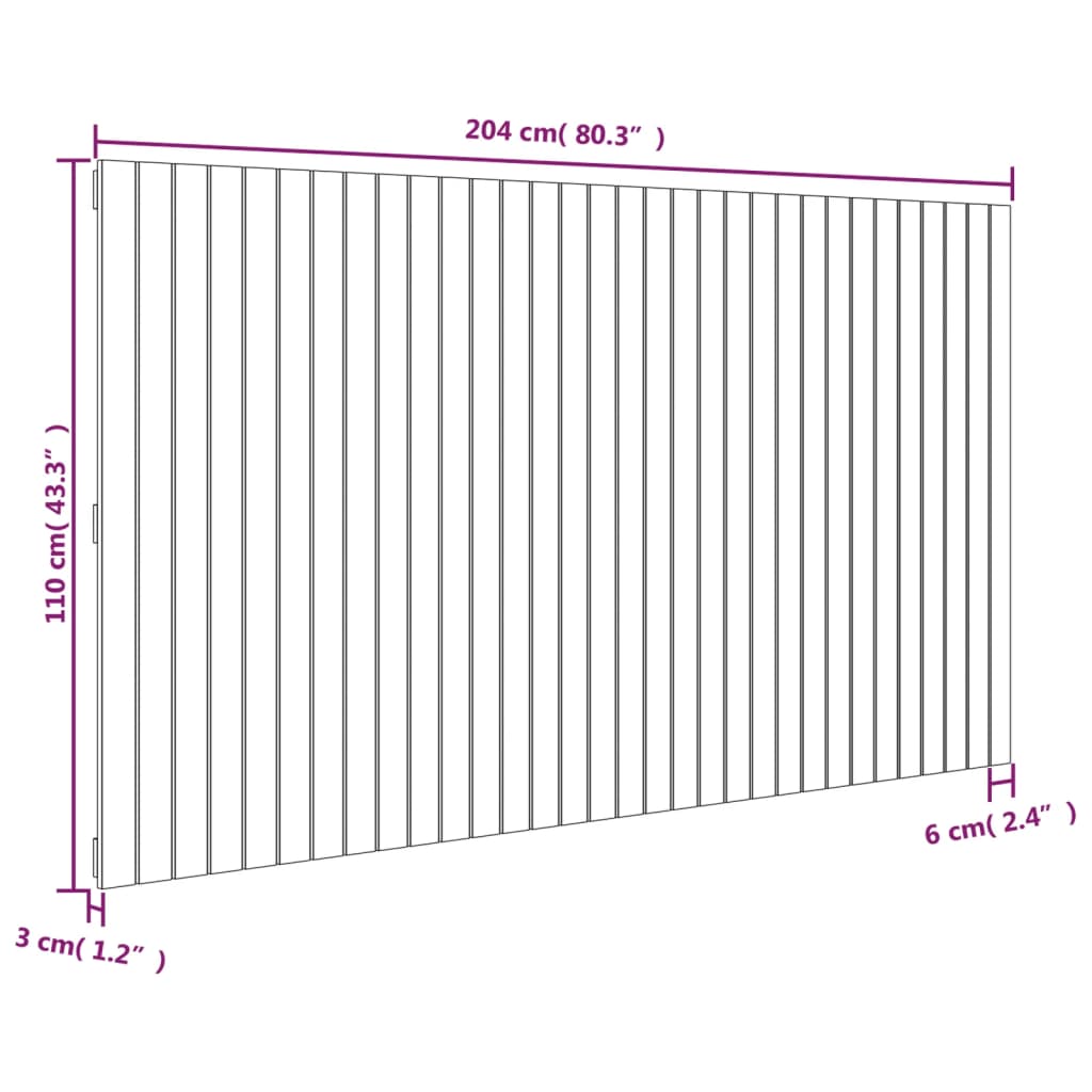 Solid Pine Wood Wall Headboard, Honey Brown, 204x3x110 cm
