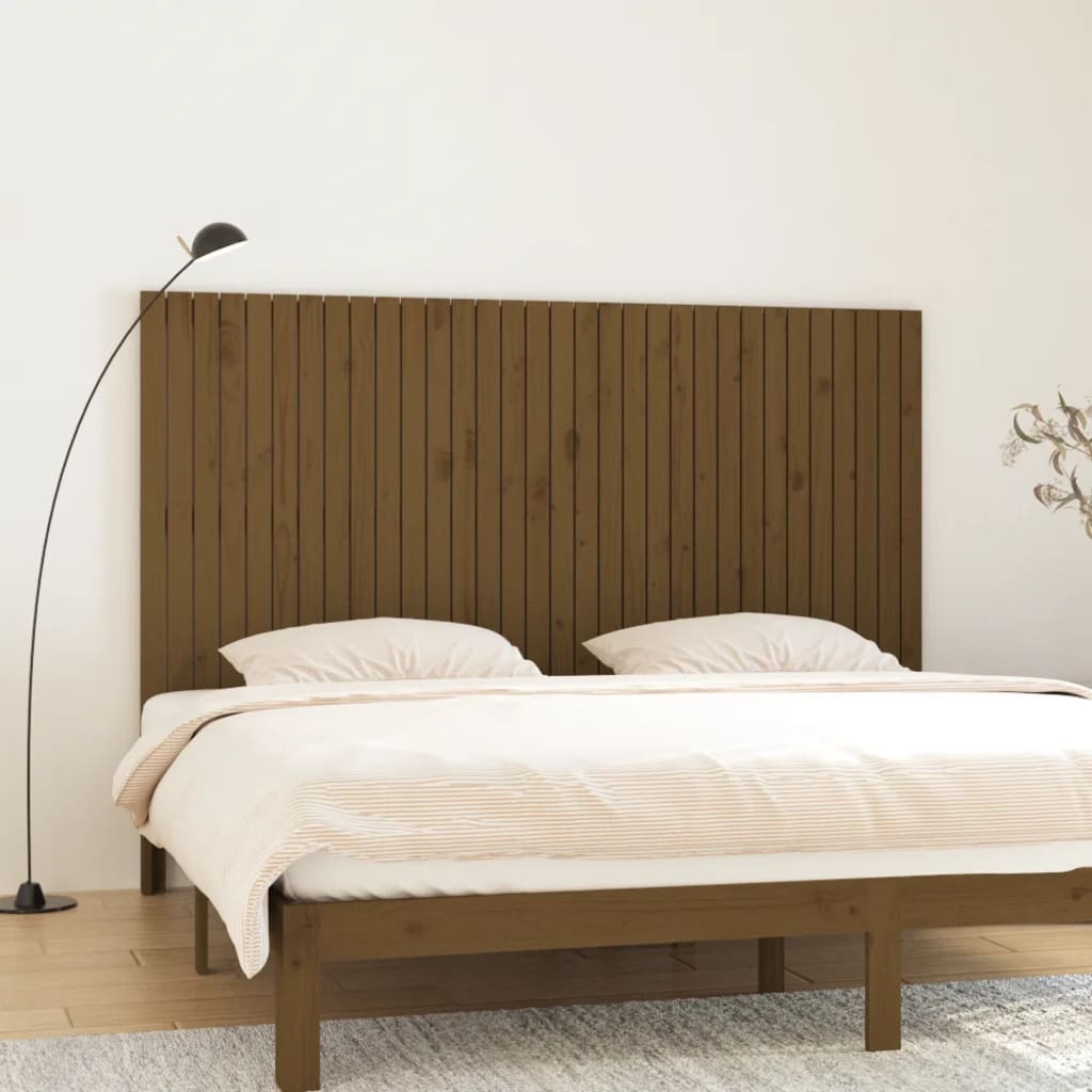 Solid Pine Wood Wall Headboard, Honey Brown, 204x3x110 cm
