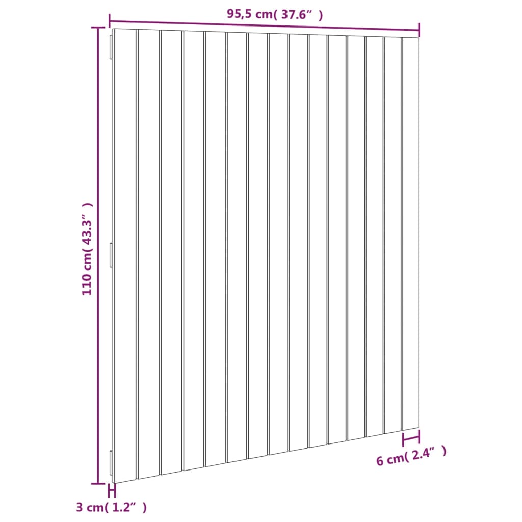 Solid Pine White Wall Headboard - 95.5x3x110 cm