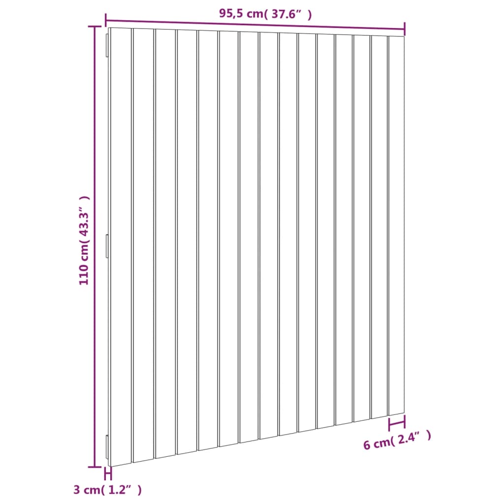 Solid Pine Grey Wall Headboard - 95.5x3x110 cm | Stylish & Durable